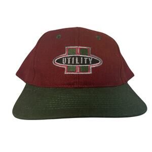 Workwear Workman's Baseball Cap Utility KC Maroon Green Vintage Streetwear